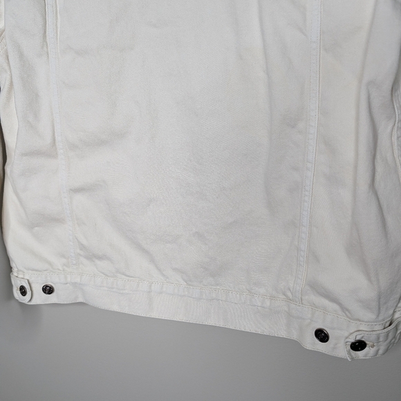 We The Free Jolene Trucker Distressed Denim Jacket Off White sz L - Picture 6 of 9